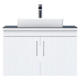 Creavit E10 85 Cm Beyaz Kapaklı Cam Tezgah Lavabo Dolabı görsel 1