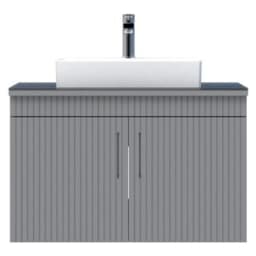 Creavit E10 85 Cm Gri Kapaklı Cam Tezgah Lavabo Dolabı görsel 1