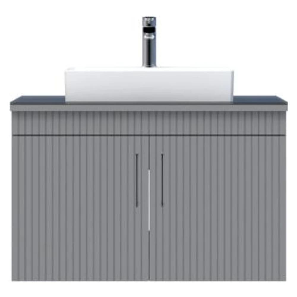 Creavit E10 85 Cm Gri Kapaklı Cam Tezgah Lavabo Dolabı