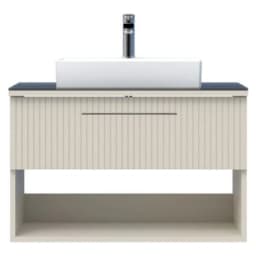 Creavit E10 85 Cm Dafne Çekmeceli Cam Tezgah Lavabo Dolabı görsel 1