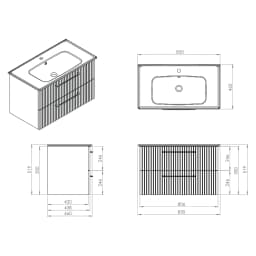 Creavit E10 85 Cm Gri 2 Çekmeceli Lavabo Dolabı görsel 2