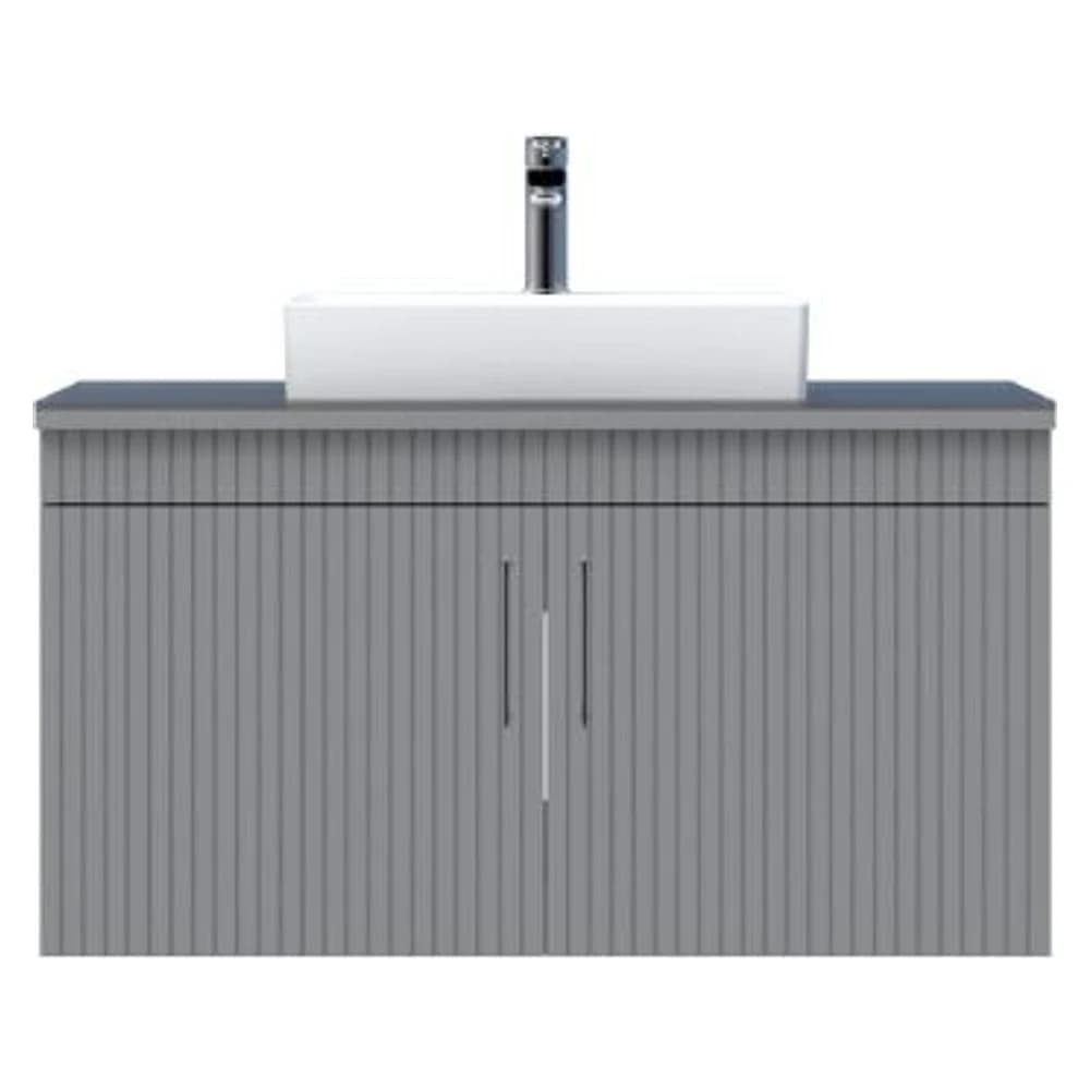 Creavit E10 100 Cm Gri Kapaklı Cam Tezgah Lavabo Dolabı