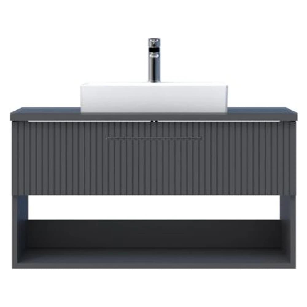 Creavit E10 100 Cm Antrasit Çekmeceli Cam Tezgah Dolabı