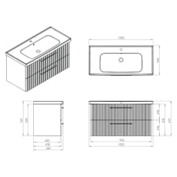 Creavit E10 100 Cm Gri 2 Çekmeceli Lavabo Dolabı görsel 2