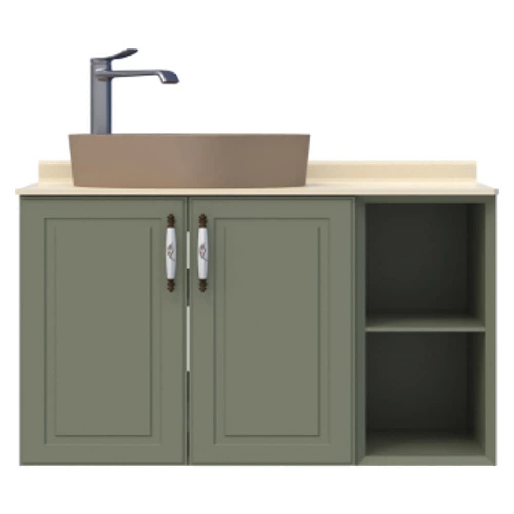 Creavit Perra 60+25 Cm Zeytuni Kapaklı Lavabo Dolabı