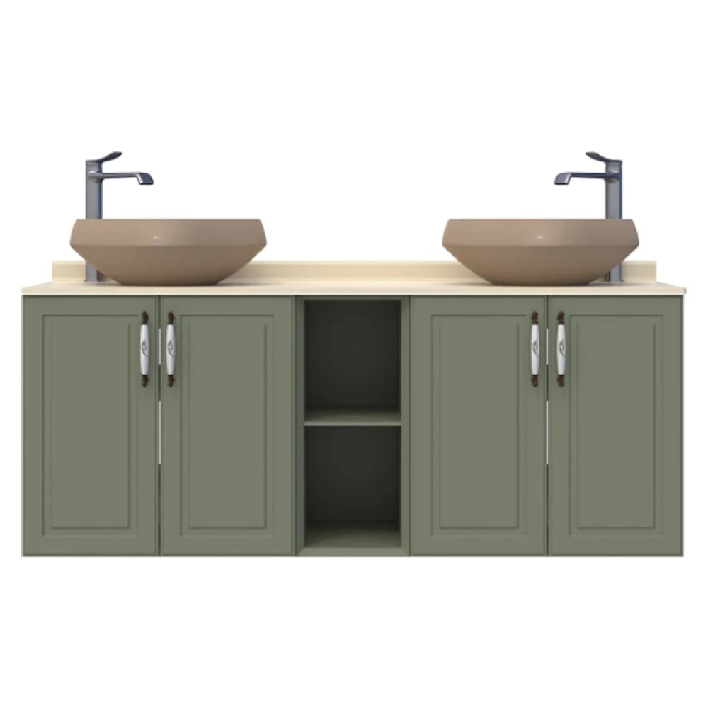 Creavit Perra 60+25+60 Cm Zeytuni Kapaklı Lavabo Dolabı