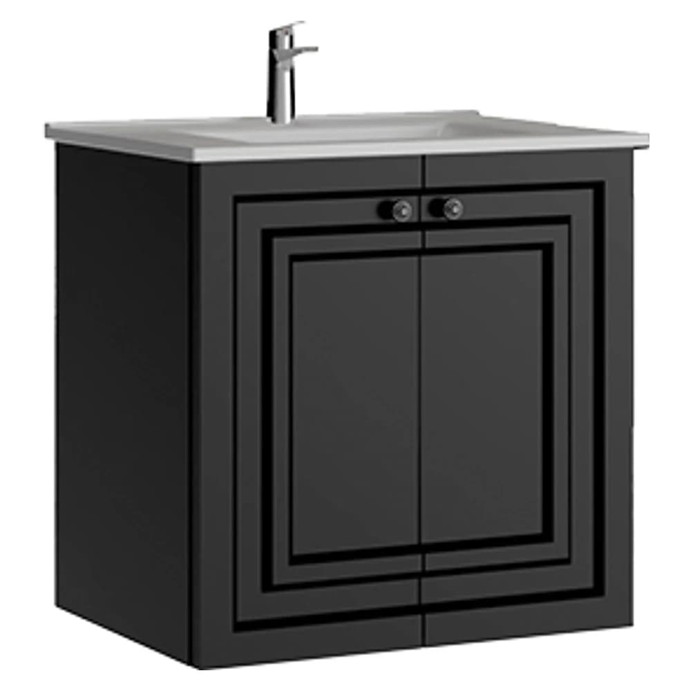 Creavit Kayra 60 Cm Mat Antrasit Kapaklı Lavabo Dolabı