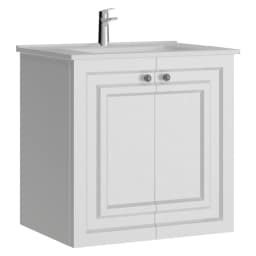 Creavit Kayra 60 Cm Mat Beyaz Kapaklı Lavabo Dolabı görsel 1