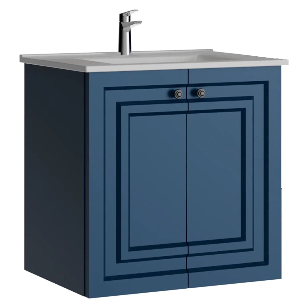 Creavit Kayra 60 Cm Mat Safir Mavi Kapaklı Lavabo Dolabı