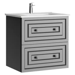 Creavit Kayra 60 Cm Mat Gri Çekmeceli Lavabo Dolabı görsel 1
