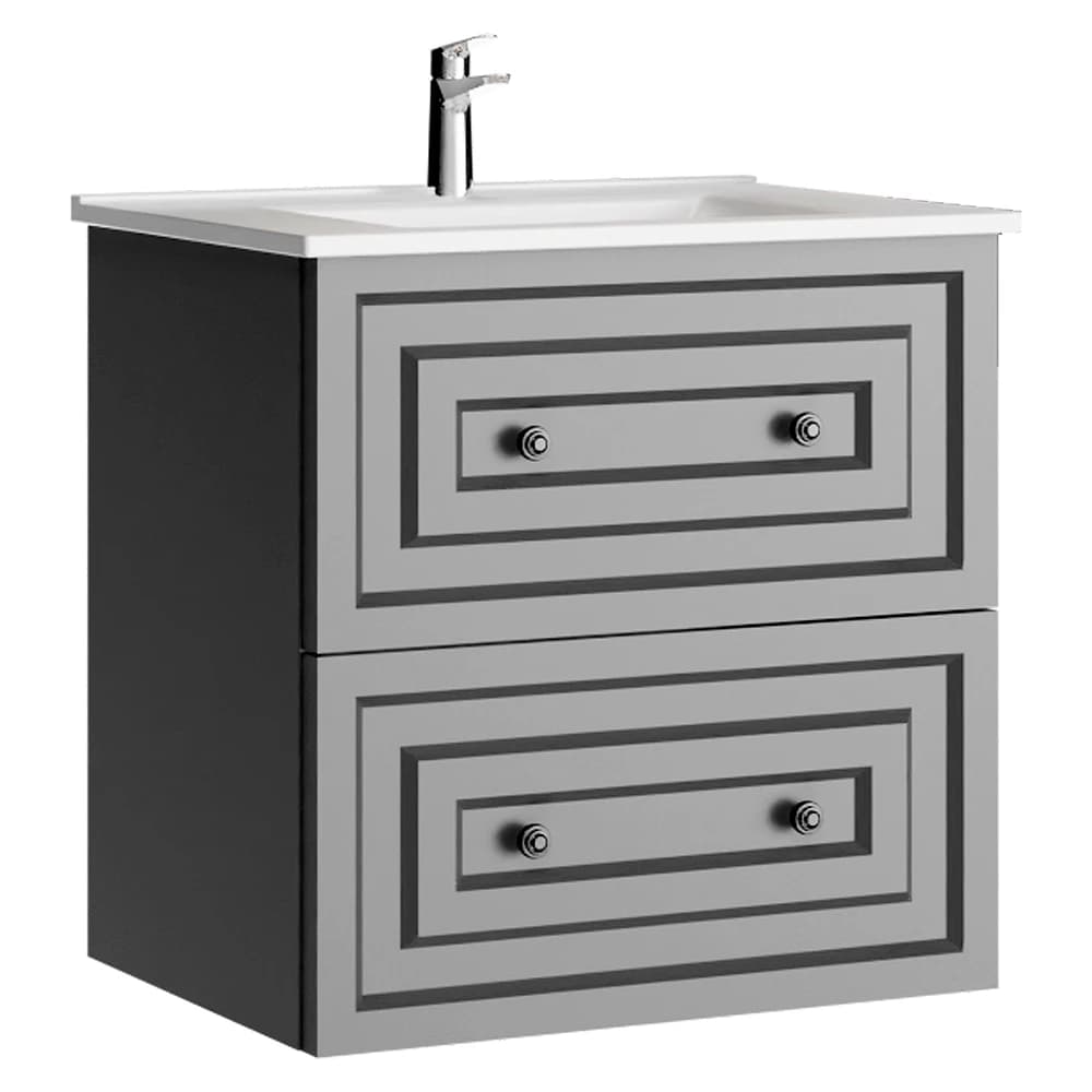 Creavit Kayra 60 Cm Mat Gri Çekmeceli Lavabo Dolabı