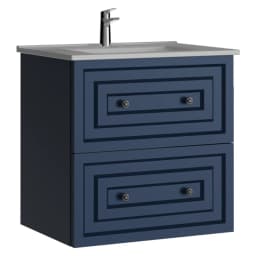 Creavit Kayra 60 Cm Mat Safir Mavi Çekmeceli Lavabo Dolabı görsel 1