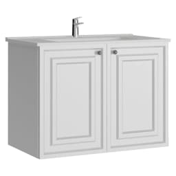 Creavit Kayra 80 Cm Mat Beyaz Kapaklı Lavabo Dolabı görsel 1