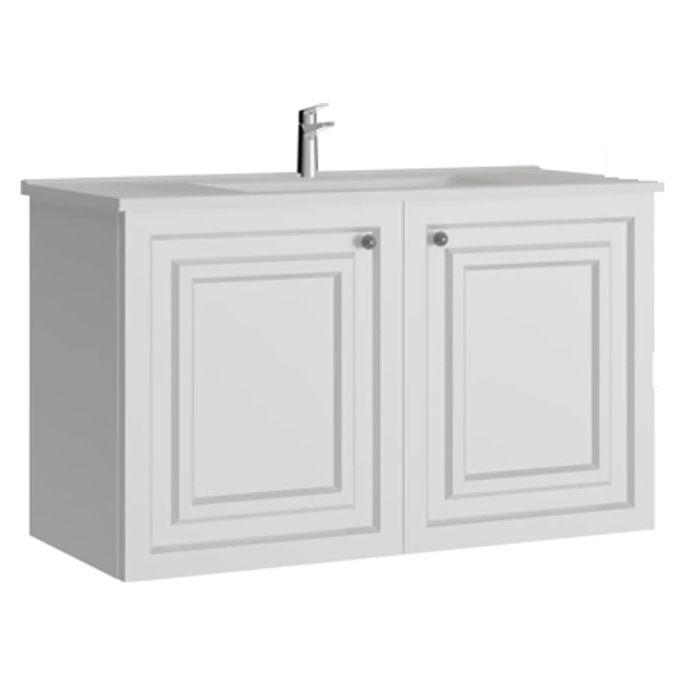 Creavit Kayra 100 Cm Mat Beyaz Kapaklı Lavabo Dolabı