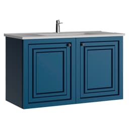 Creavit Kayra 100 Cm Mat Safir Mavi Kapaklı Lavabo Dolabı görsel 1
