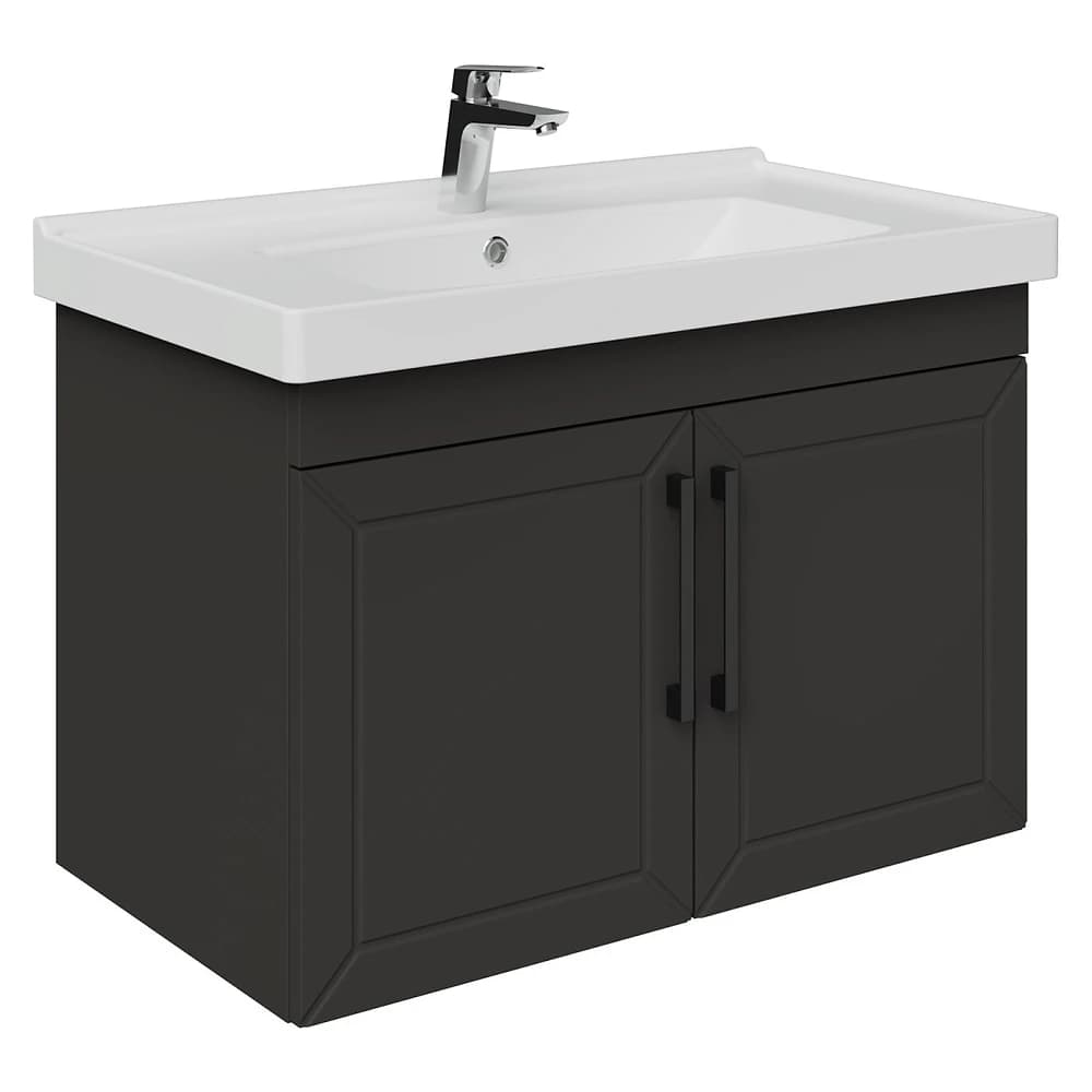 Creavit D20 80 Cm Antrasit Lake Kapaklı Lavabo Dolabı