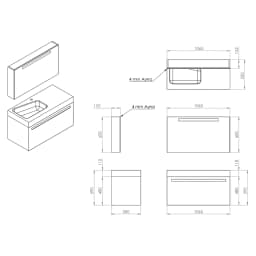 Creavit Recta 105 Cm Marin Mavi Lavabolu Dolap görsel 2