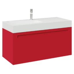 Creavit Recta 105 Cm Nar Çiçeği Kırmızı Lavabolu Dolap görsel 1