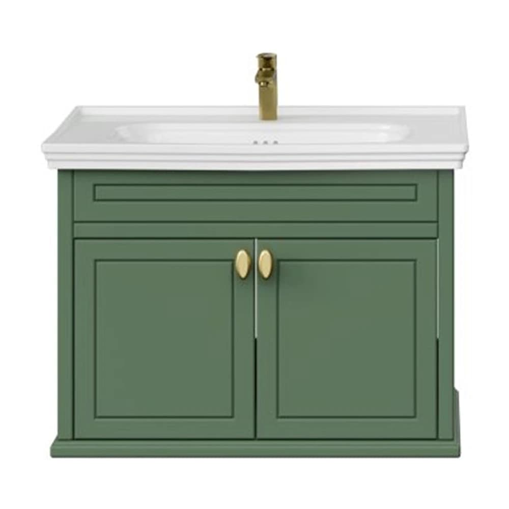 Creavit Antik 80 Cm Zeytuni Kapaklı Lavabo Dolabı