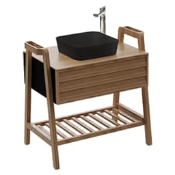 Creavit Truva 80 Cm Siyah Masif Ahşap Lavabo Dolabı görsel 1