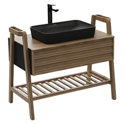 Creavit Truva 100 Cm Antrasit Masif Ahşap Lavabo Dolabı görsel 1