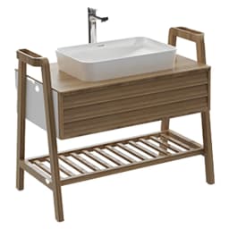 Creavit Truva 100 Cm Beyaz Masif Ahşap Lavabo Dolabı görsel 1
