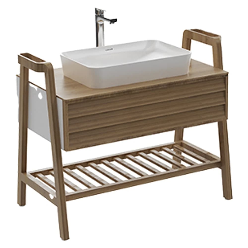 Creavit Truva 100 Cm Beyaz Masif Ahşap Lavabo Dolabı