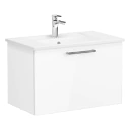 Vitra Root Flat 80 Cm Parlak Beyaz Tek Çekmeceli Köşeli Lavabolu Lavabo Dolabı görsel 1