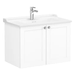 Vitra Root Classic 80 Cm Mat Beyaz İki Kapaklı Klasik Lavabolu Lavabo Dolabı görsel 1