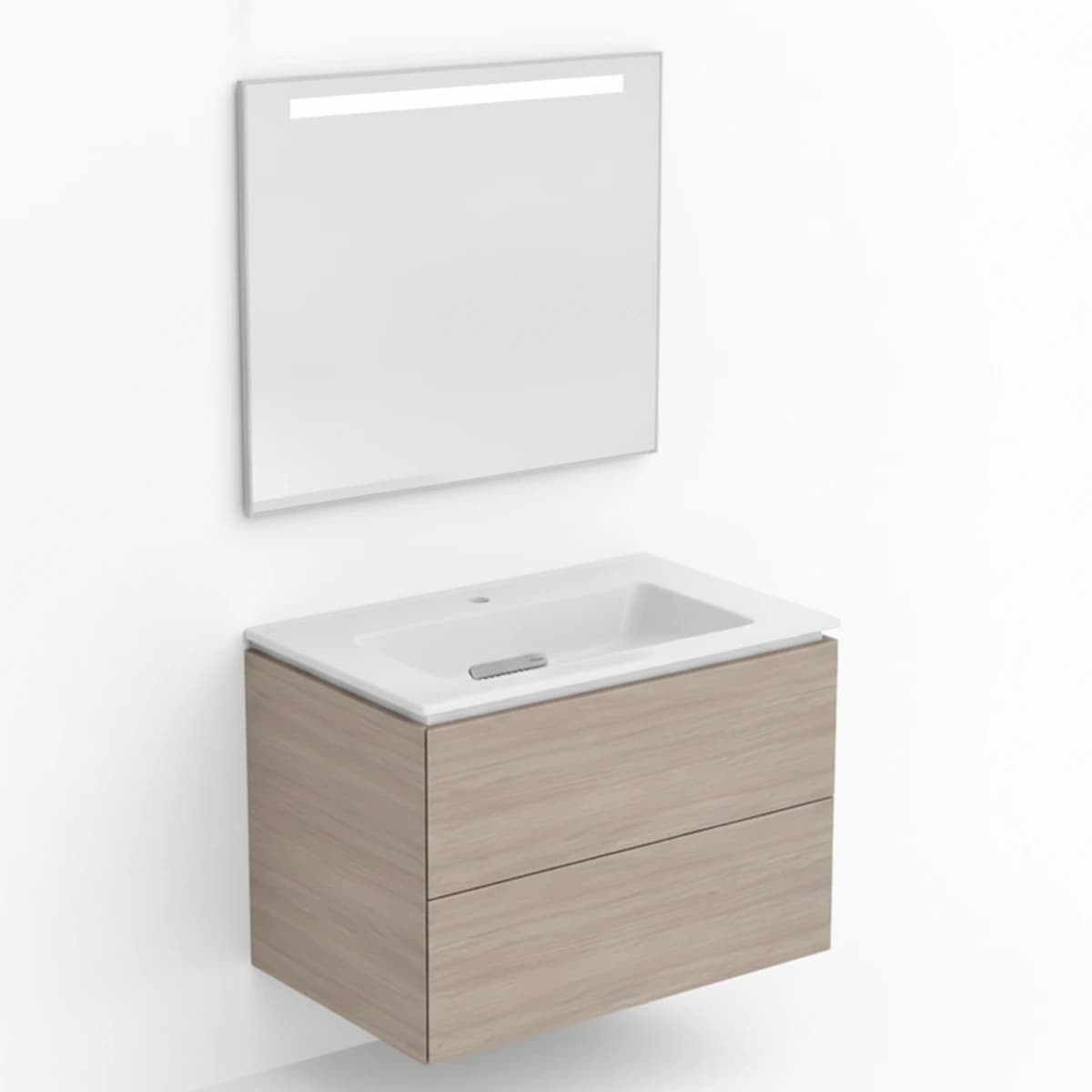 Geberit ONE 75 cm Meşe Çekmeceli Aynalı Banyo Dolabı Seti