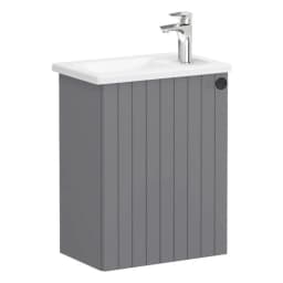 Vitra Root Groove 45 Cm Gri Tek Kapaklı Sol Lavabo Dolabı görsel 1