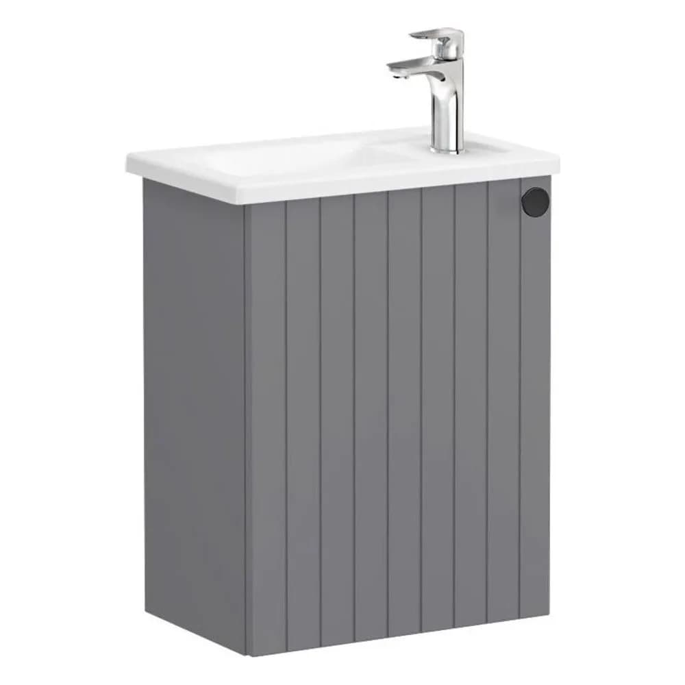 Vitra Root Groove 45 Cm Gri Tek Kapaklı Sol Lavabo Dolabı
