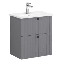 Vitra Root Groove 60 Cm Gri 2 Çekmeceli Dar Lavabo Dolabı görsel 1