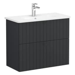 Vitra Root Groove 80 Cm Grafit 2 Çekmeceli Dar Lavabo Dolabı görsel 1