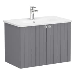 Vitra Root Groove 80 Cm Gri 2 Kapaklı Lavabo Dolabı görsel 1