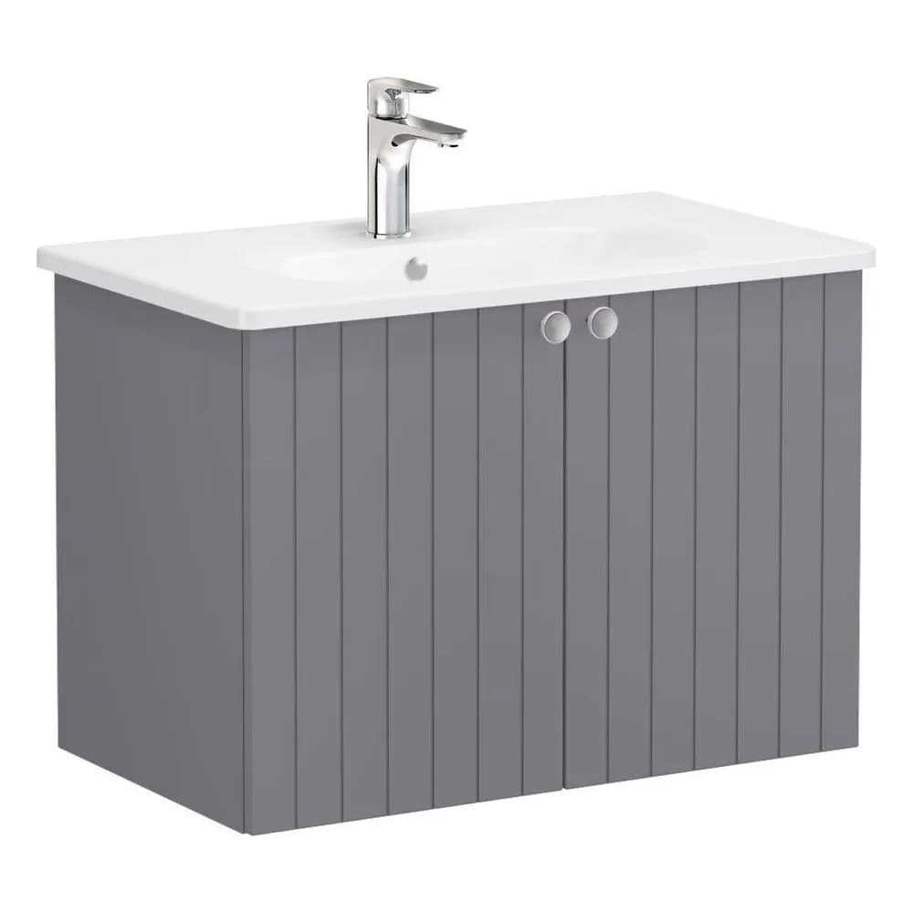 Vitra Root Groove 80 Cm Gri 2 Kapaklı Lavabo Dolabı