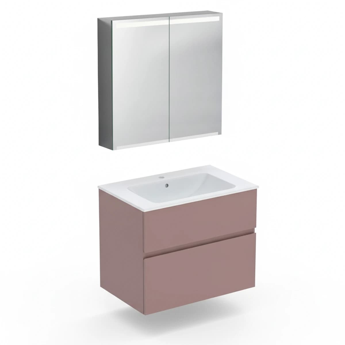 Geberit Aniara 75 cm Aniara Kırmızısı Çekmeceli Ayna Dolaplı Banyo Dolabı Seti