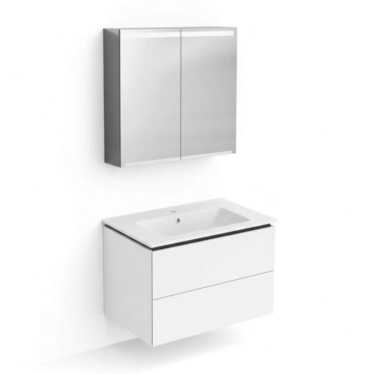 Geberit ONE 75 cm Parlak Beyaz Çekmeceli Ayna Dolaplı Banyo Dolabı Seti
