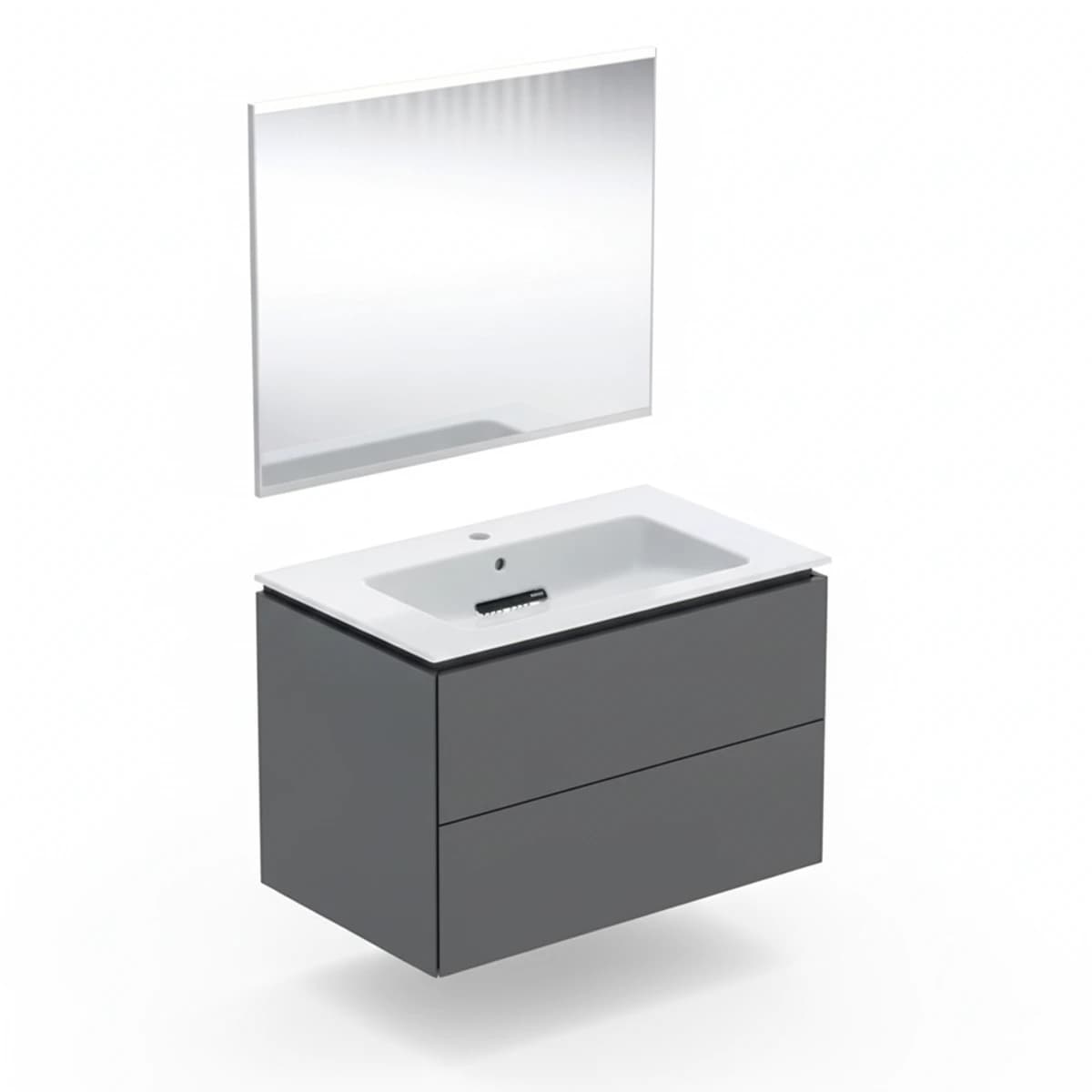 Geberit ONE 75 cm Mat Antrasit Çekmeceli Aynalı Banyo Dolabı Seti