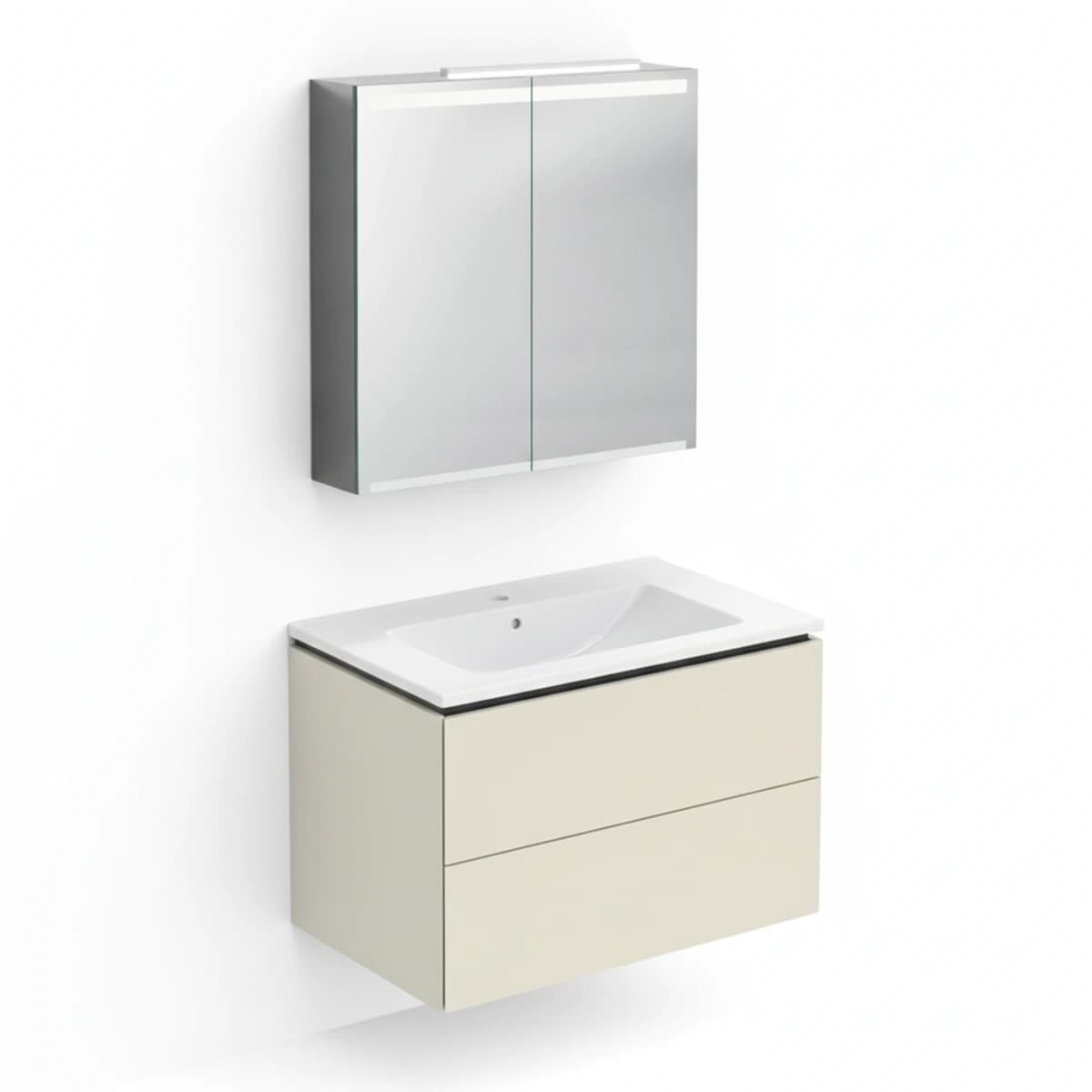 Geberit ONE 75 cm Kum Grisi Çekmeceli Ayna Dolaplı Banyo Dolabı Seti