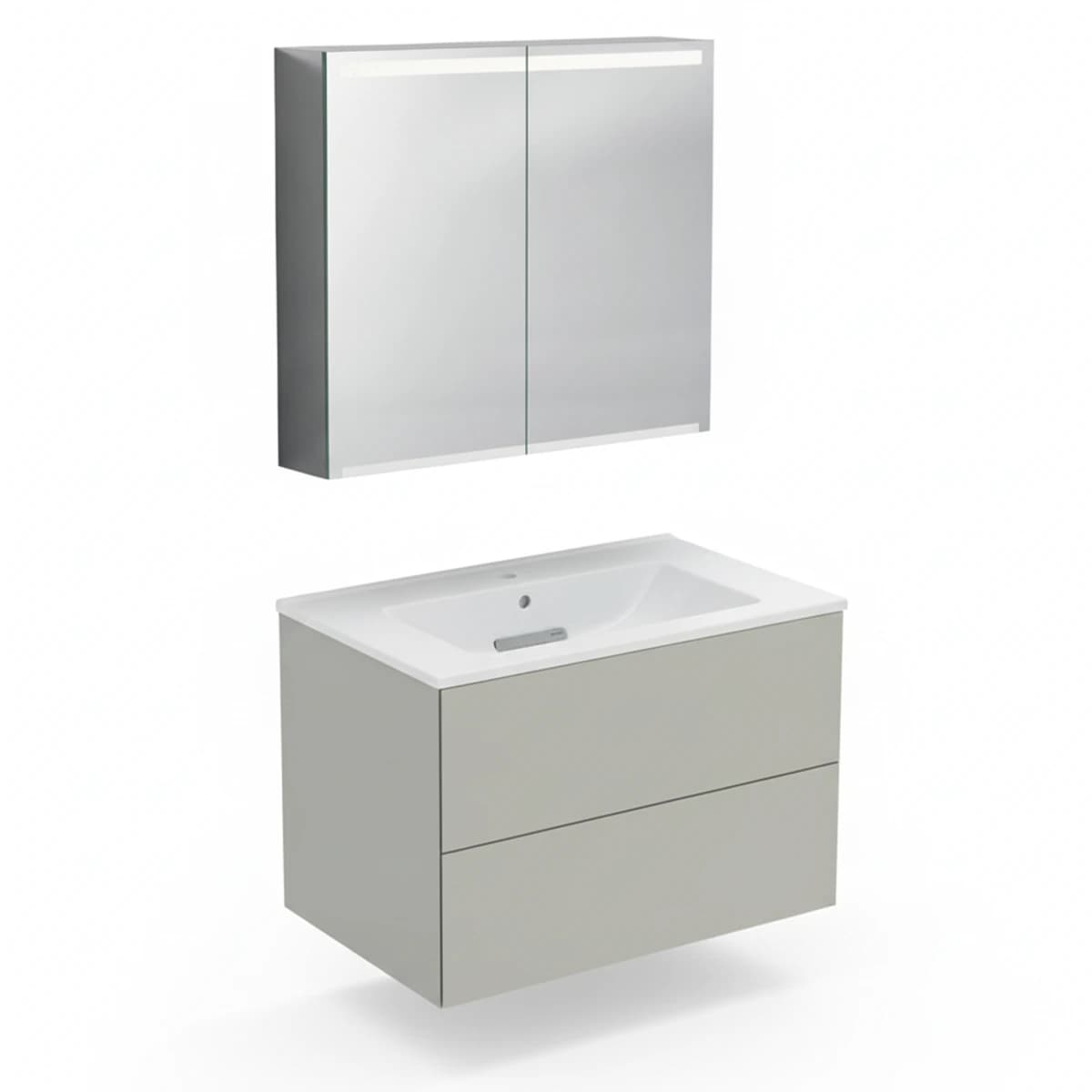 Geberit ONE 75 cm Bej Gri Çekmeceli Ayna Dolaplı Banyo Dolabı Seti