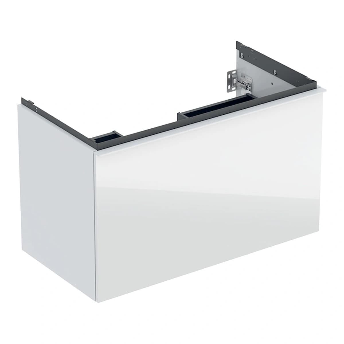Geberit Acanto 90 cm Beyaz Cam Ön Yüzeyli Gizli Çekmeceli Lavabo Dolabı