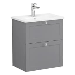 Vitra Root Classic 60 Cm Gri 2 Çekmeceli Dar Lavabo Dolabı görsel 1