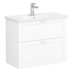 Vitra Root Classic 80 Cm Beyaz 2 Çekmeceli Dar Lavabo Dolabı görsel 1
