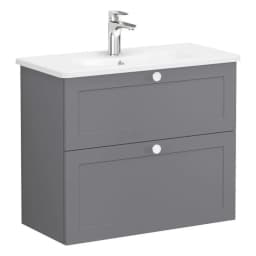 Vitra Root Classic 80 Cm Gri 2 Çekmeceli Dar Lavabo Dolabı görsel 1