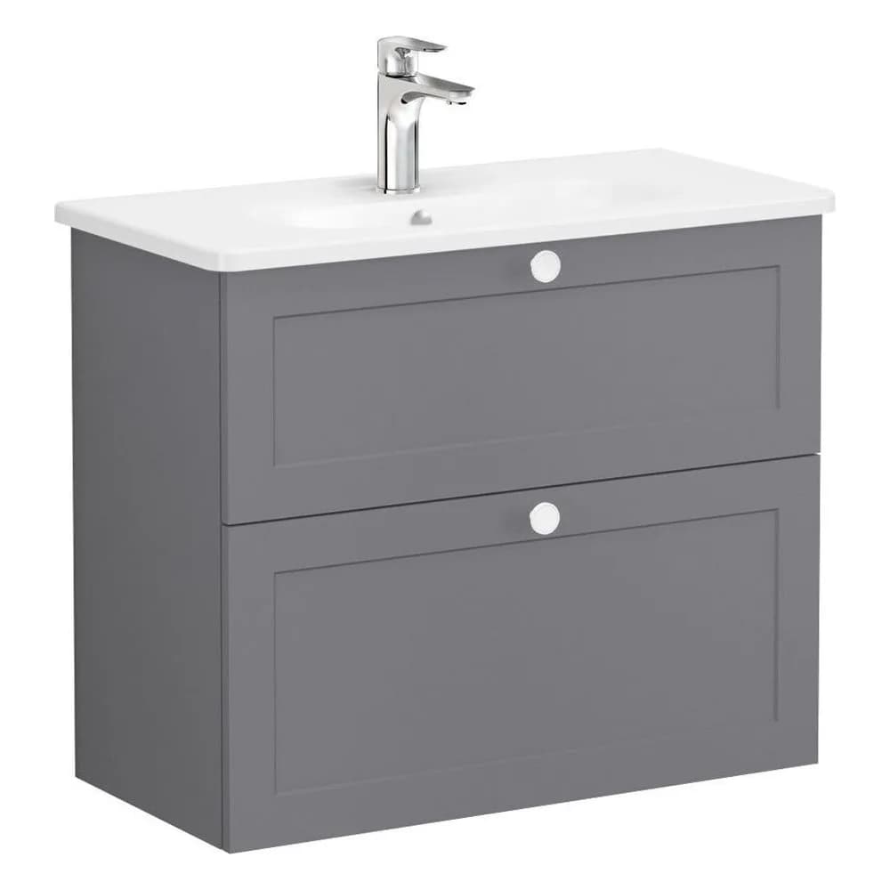 Vitra Root Classic 80 Cm Gri 2 Çekmeceli Dar Lavabo Dolabı