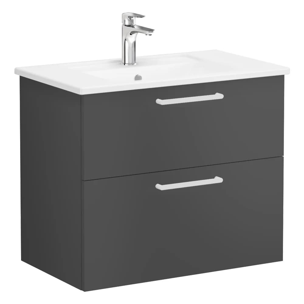 Vitra Root Flat 80 Cm Fırtına Gri 2 Çekmeceli Lavabo Dolabı