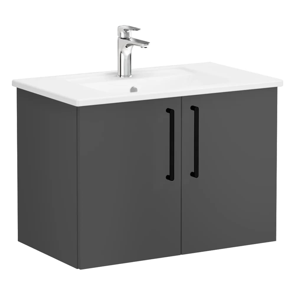 Vitra Root Flat 80 Cm Fırtına Gri 2 Kapaklı Lavabo Dolabı