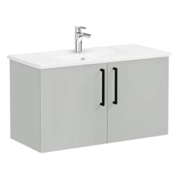 Vitra Root Flat 100 Cm İnci Grisi 2 Kapaklı Lavabo Dolabı görsel 1