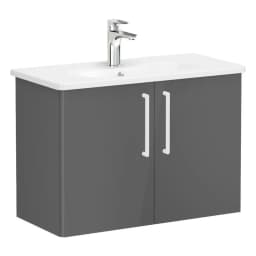 Vitra Root Flat 80 Cm Antrasit Dar 2 Kapaklı Lavabo Dolabı görsel 1